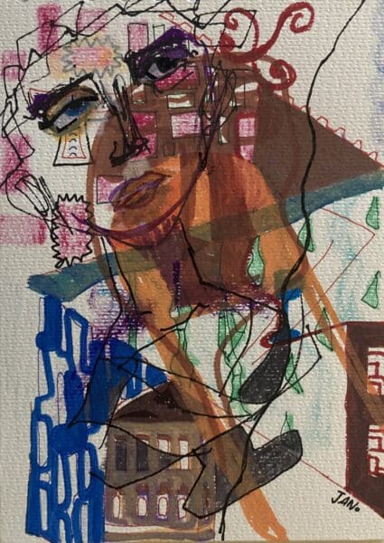 Original Drawing Isabella Rossellini Franny Forst, Abstract Portrait Sketch, Irish Artwork (A4)