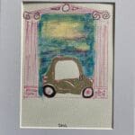 Original Irish Drawing Abstract Car Art Italy Art Rome - Roman Parking A4 Mounted
