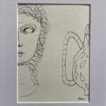 Original Irish Abstract Drawing Roman Lady Tea Drinker -“ I Need My Morning Tea” A4 Mounted