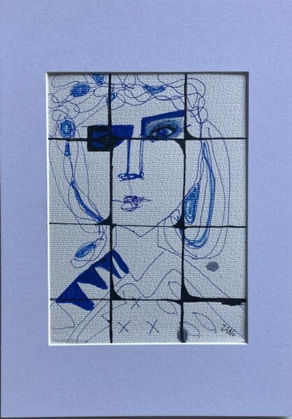 Original Irish Abstract Figurative Drawing Abstract - Crittall Me A4 Mounted
