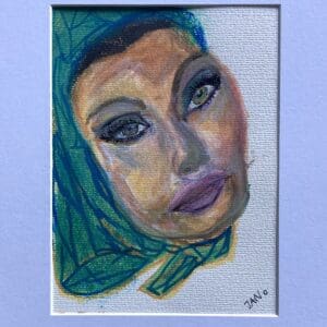 Original Irish Abstract Figurative Drawing Abstract - Lips Done, Sophia Lauren A4 Mounted