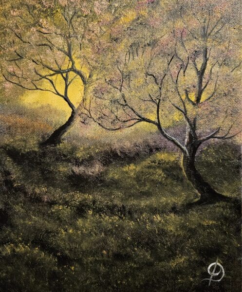 3 small Paintings focused on Autumn like colours.