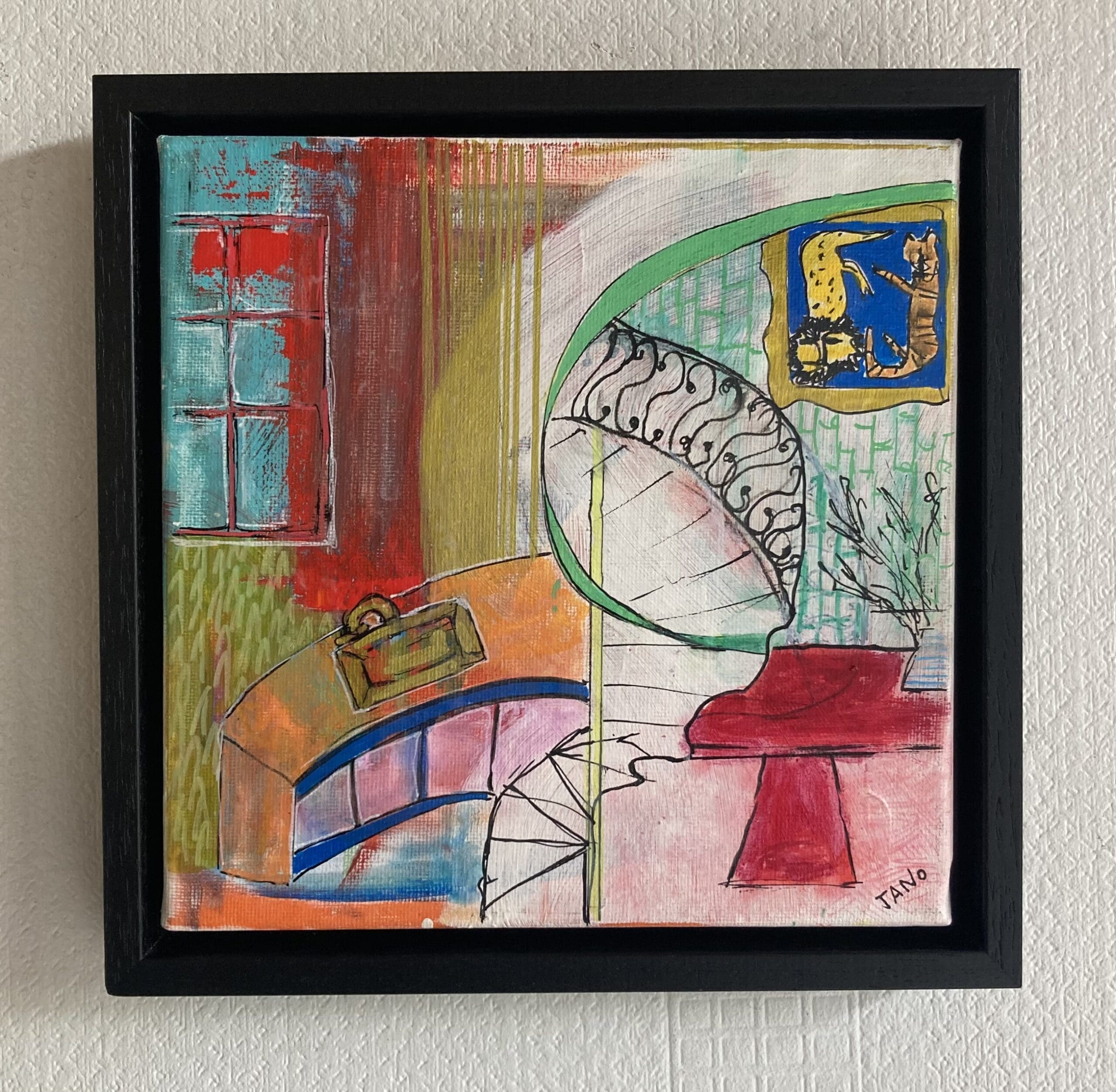 Framed Original Abstract Art, Interior Design Style Art "The Spiral Staircase" (24cm Framed) - Image 2