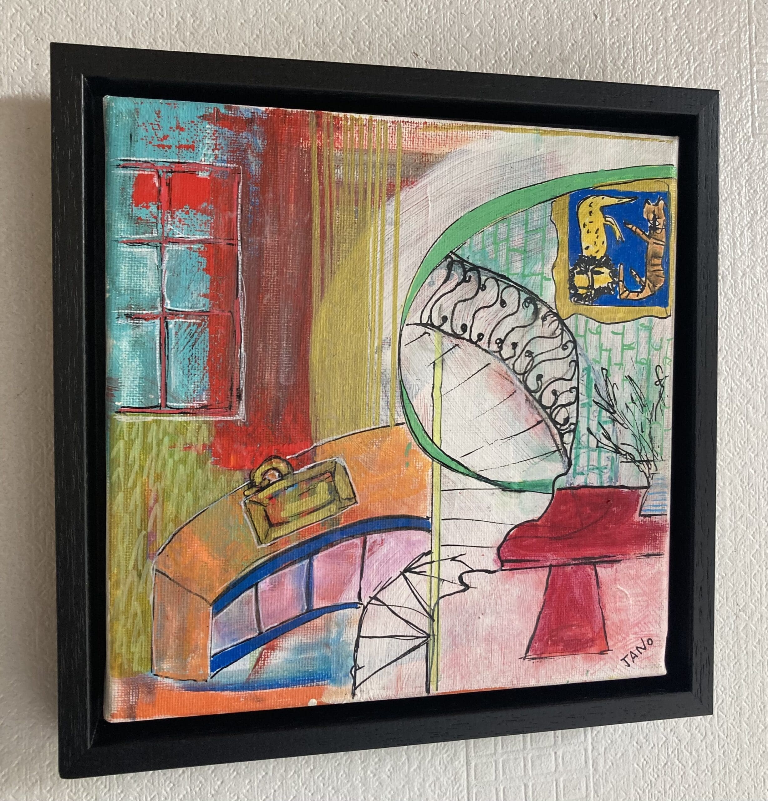 Framed Original Abstract Art, Interior Design Style Art "The Spiral Staircase" (24cm Framed) - Image 3