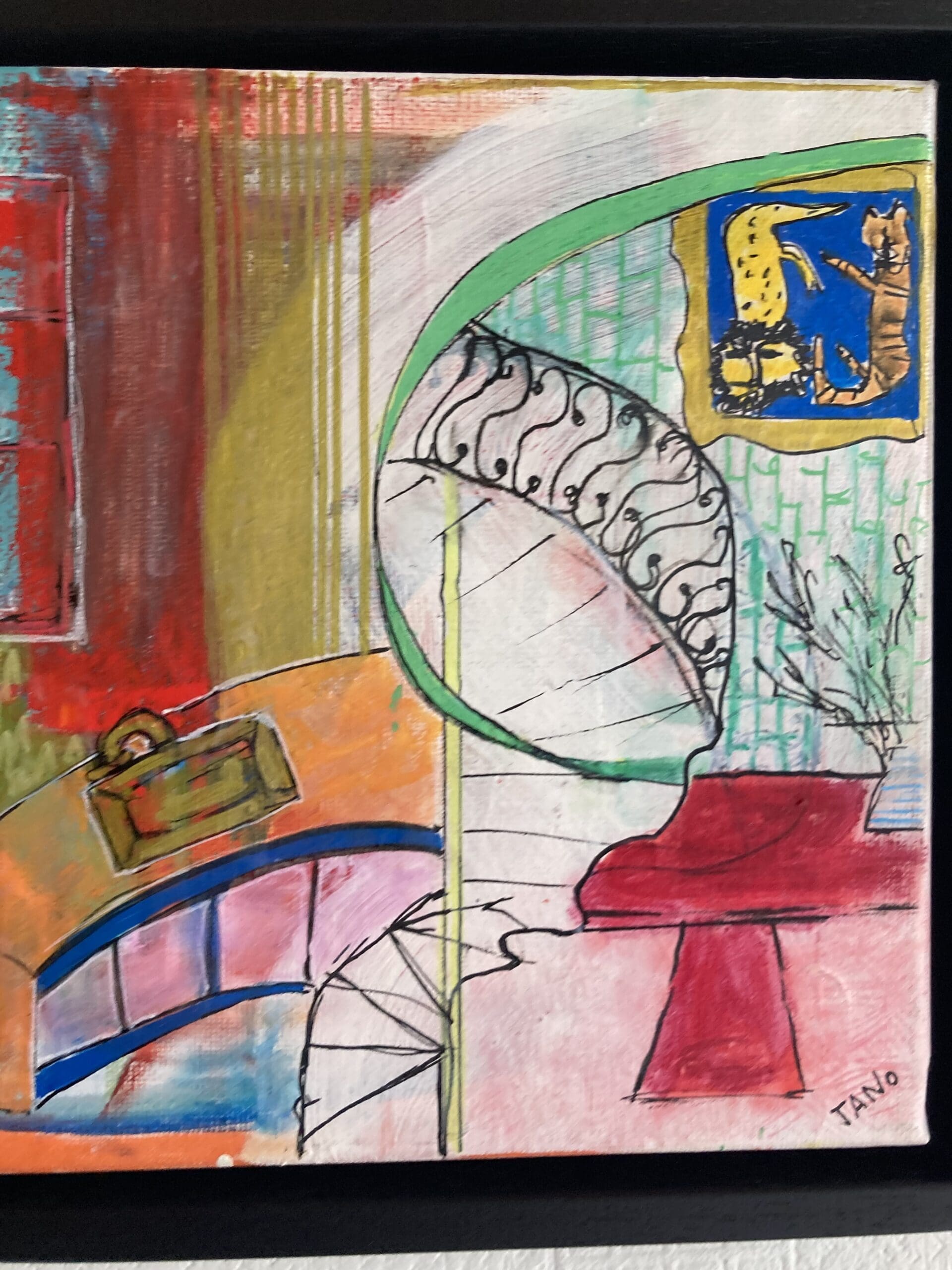 Framed Original Abstract Art, Interior Design Style Art "The Spiral Staircase" (24cm Framed) - Image 4