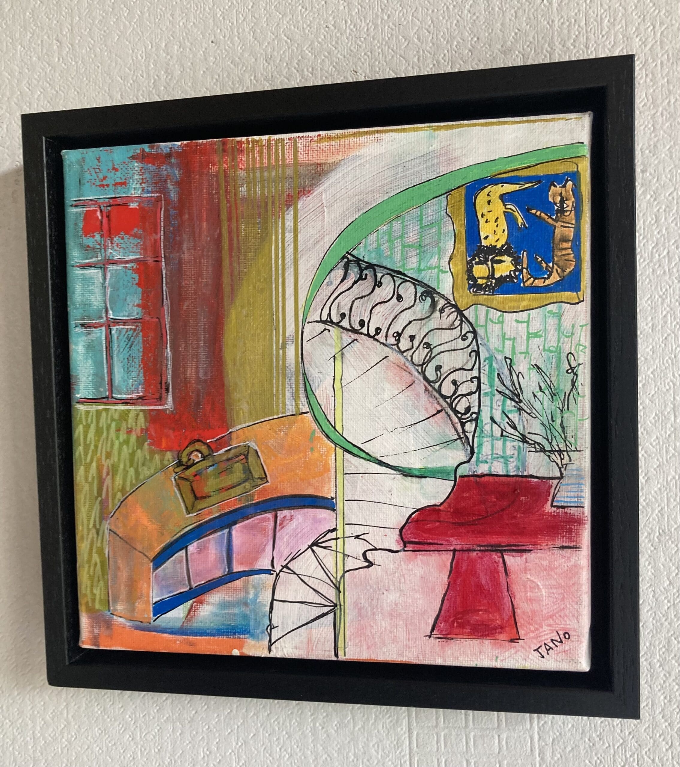 Framed Original Abstract Art, Interior Design Style Art "The Spiral Staircase" (24cm Framed) - Image 5