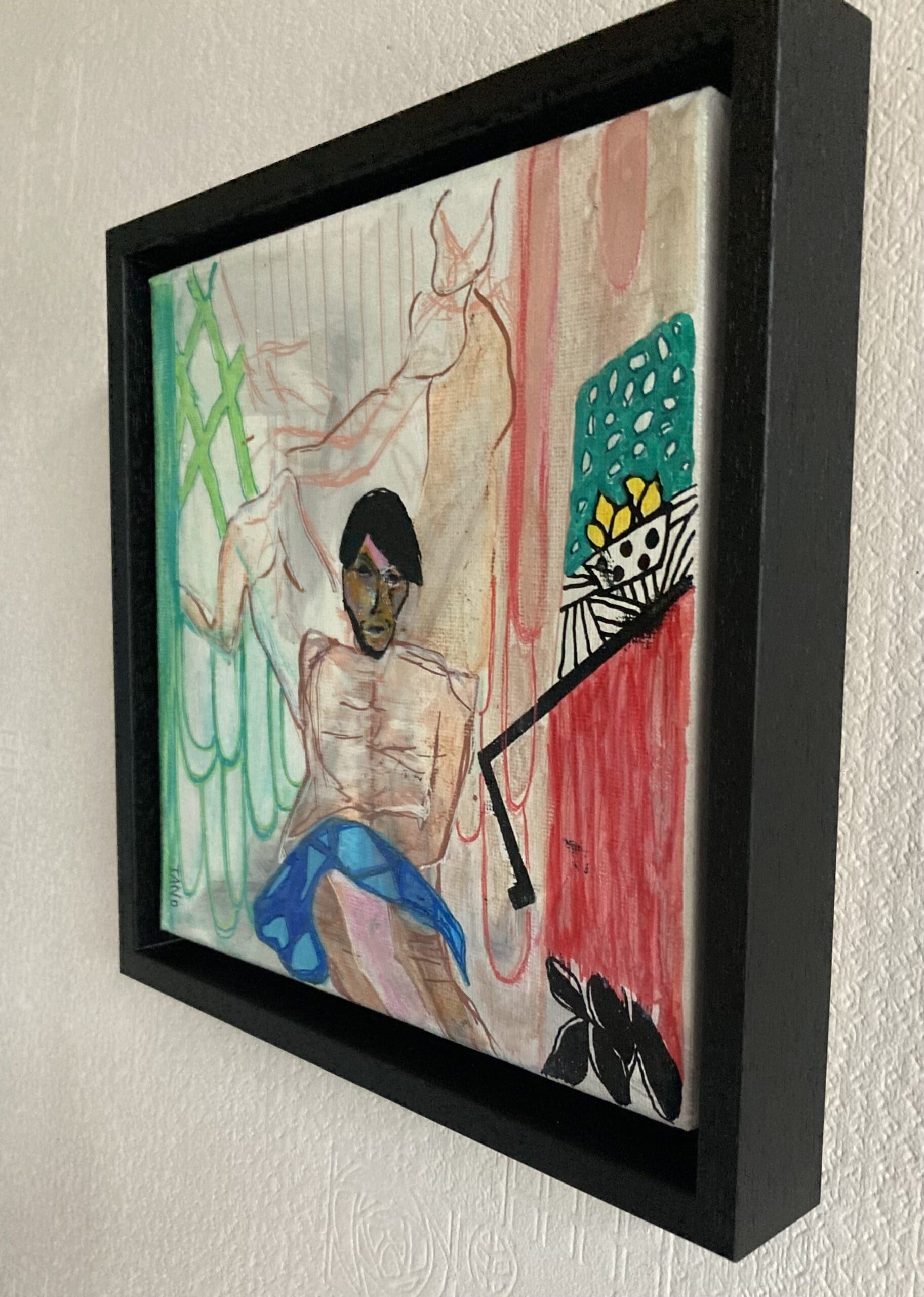 Original Abstract Figurative Painting, Modern Irish Wall Art, "The Guys" (24cm) FRAMED by Jano - Image 2