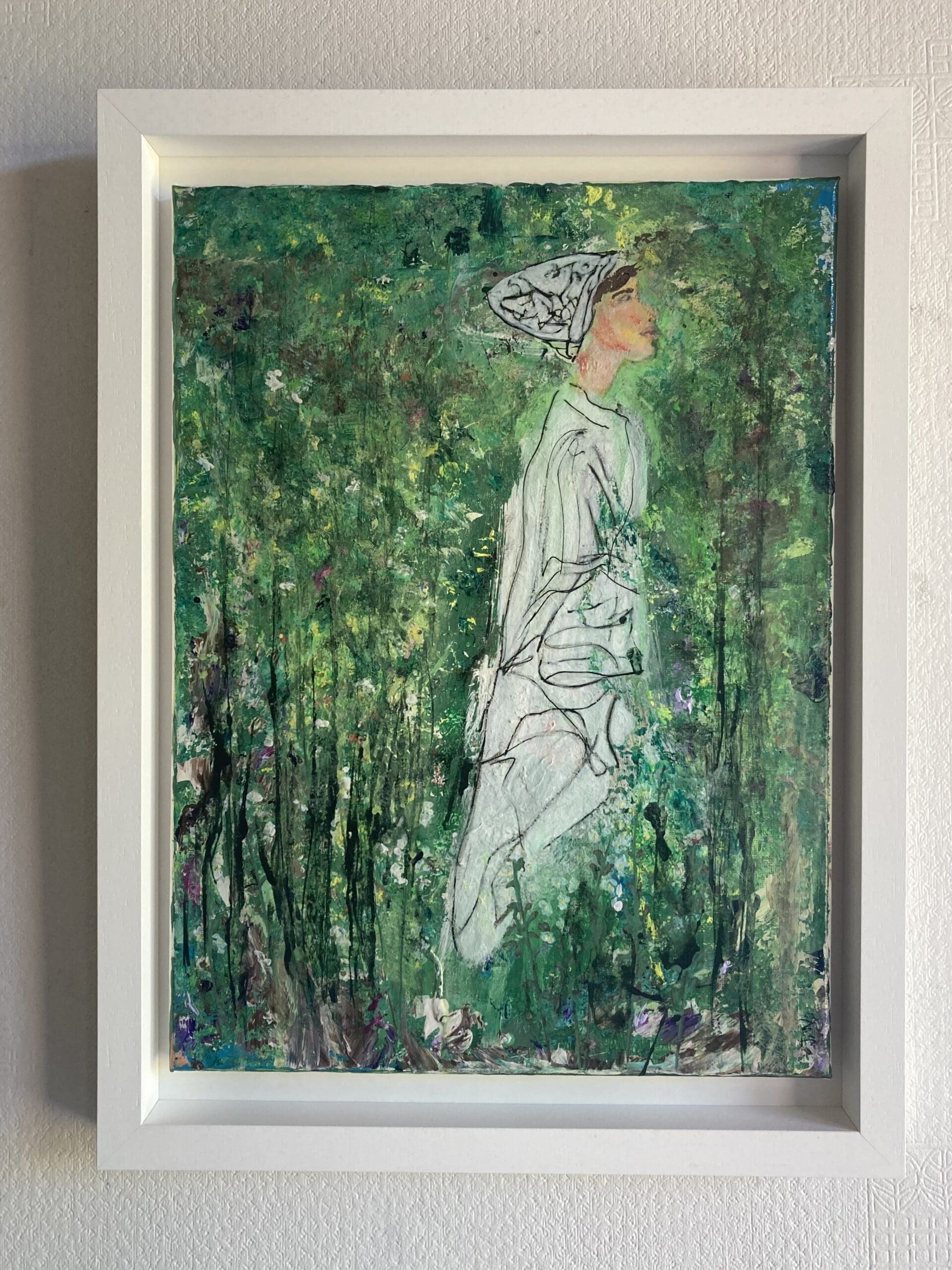 Original Contemporary Painting Modern Irish Art for Eclectic Home - French Lessons in Green (48 cm) - Image 2