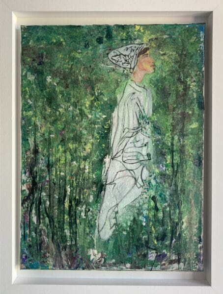 Original Contemporary Painting Modern Irish Art for Eclectic Home - French Lessons in Green (48 cm)
