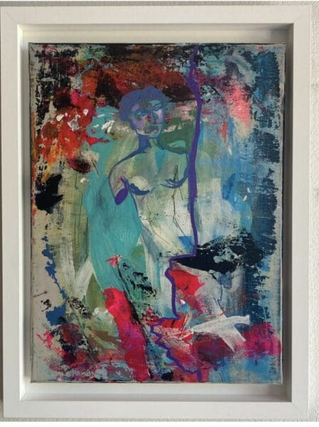 Original Abstract Figurative Painting, Modern Irish Wall Art, "Times New Roman" (48cm) FRAMED
