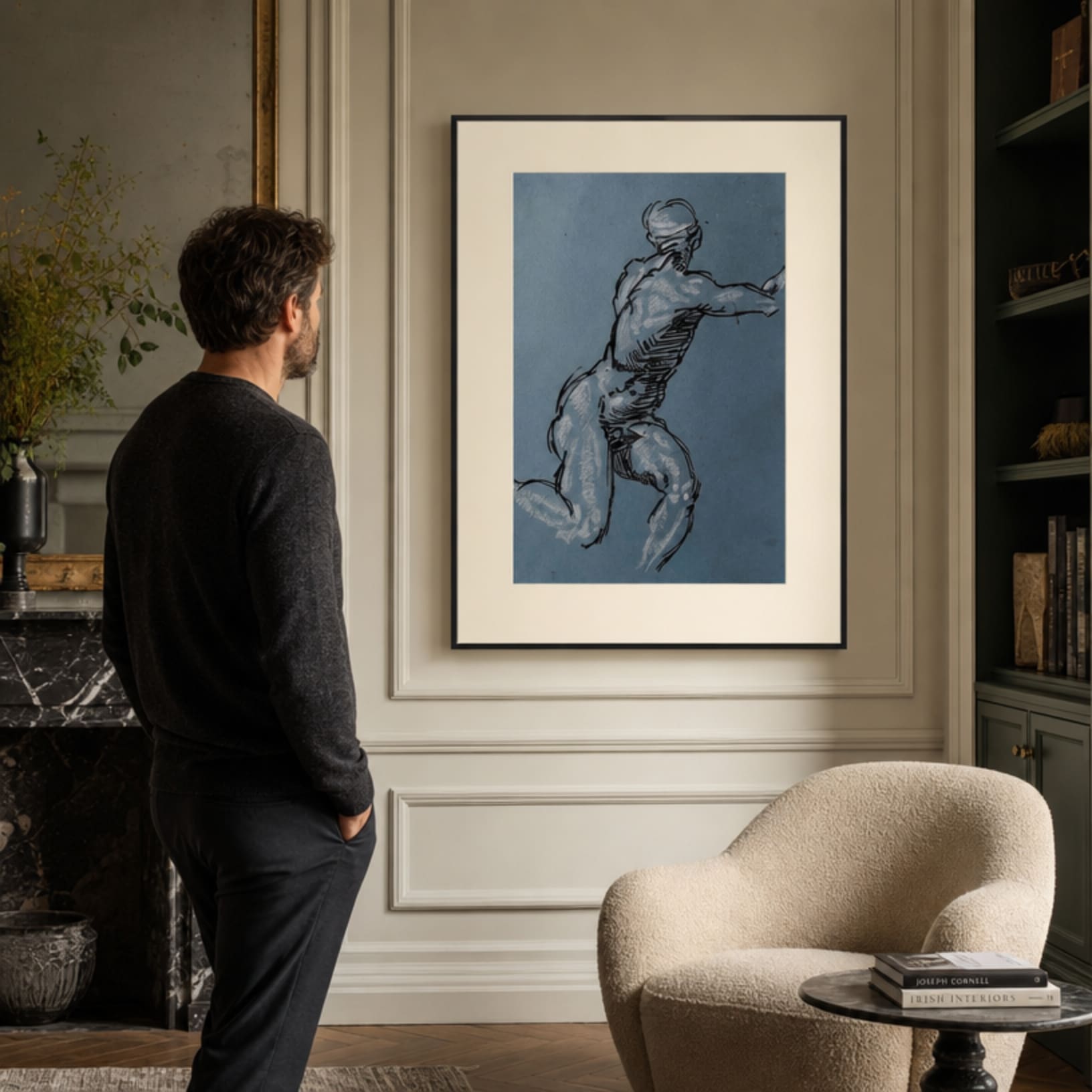 Ink and Pastel : Michelangelo Revisited.