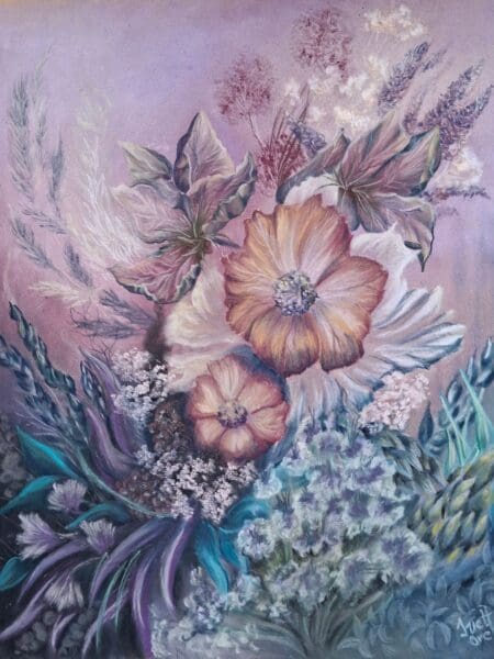 Close‑up view of the Dreamy Petals soft pastel artwork.
