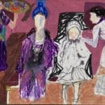 Original Irish Drawing - Irish Art Figurative Art - "Don't Fidget Bridget" A4 Mounted