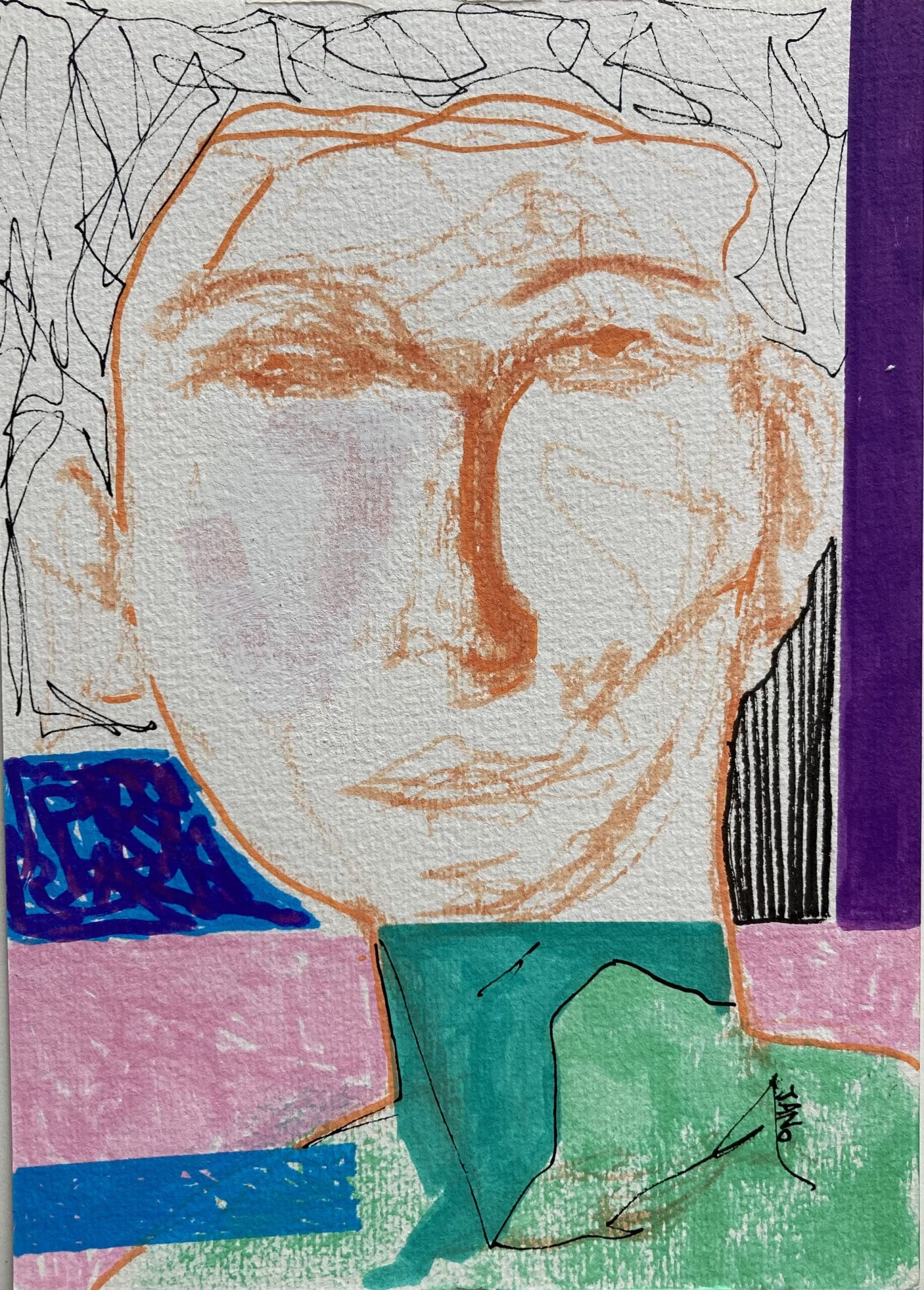 Original Irish Drawing - Irish Art Figurative Art - "The Teenager" A4 Mounted