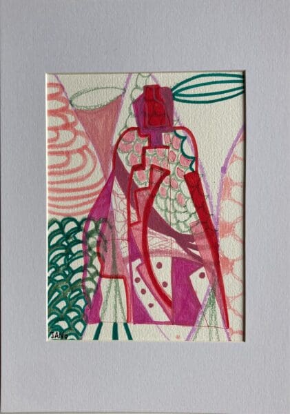 Original Irish Drawing - Irish Art Figurative Art - "The Saint" A4 Mounted