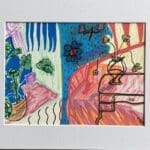 Original Drawing on Paper – Mid Century Style Irish Art - The Big Room A4 Mounted