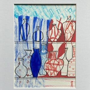 Original Irish Drawing - Irish Art Interiors Art - VASES A4 Mounted
