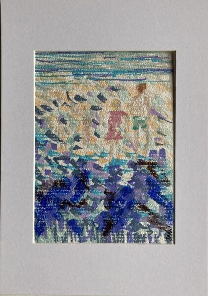 Original Drawing on Paper – Beach Art Irish Art - "Wave Catching" A4 Mounted