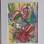 Original Drawing on Paper – Irish Art Floral Art - "Flower Power" A4 Mounted