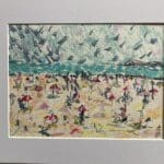 Original Drawing on Paper – Wicklow Beach Art Irish Art - "Sunny Day, Brittas Bay" A4 Mounted