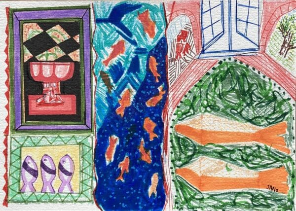 Original Irish Drawing - Abstract - "Pescatarian" A4 Mounted