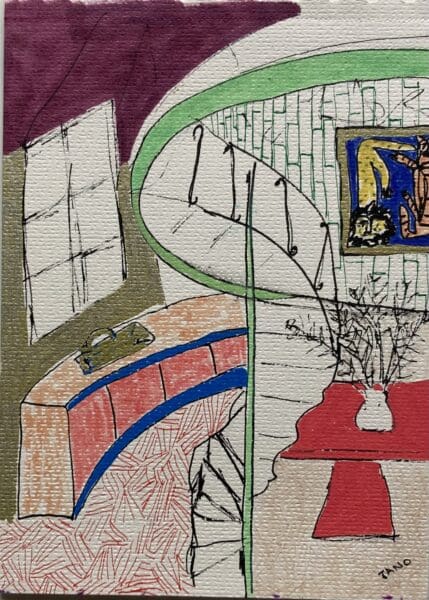 Original Irish Drawing - Abstract - "The Spiral Staircase" A4 Mounted