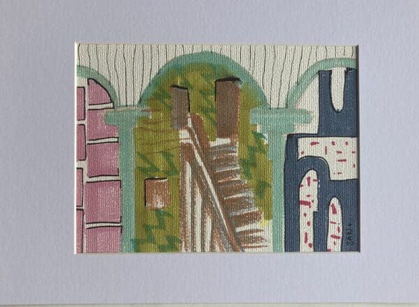 Original Drawing on Paper – Morroccan Style Irish Art - "Marrakech Vista" A4 Mounted