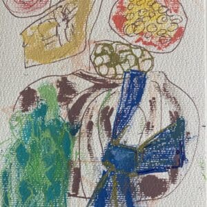 Original Irish Drawing - Modern Decor, Figurative Portrait - Retro Bouquet A4 Mounted