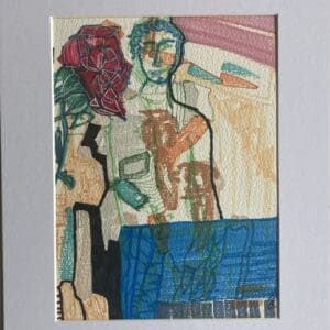 Original Irish Drawing - Mid Century Vintage Decor, Figurative Portrait - Roman Vignette A4 Mounted