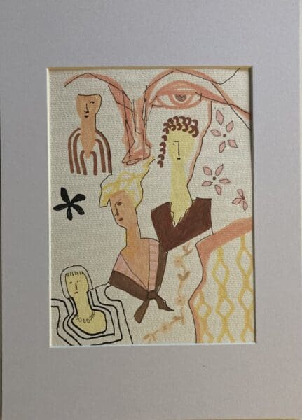 Original Irish Drawing - Modern Decor, Figurative Portrait - Roman Ladies A4 Mounted