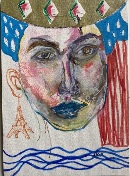 Original Irish Drawing - Modern Decor, Figurative Portrait - "Vive La France" A4 Mounted