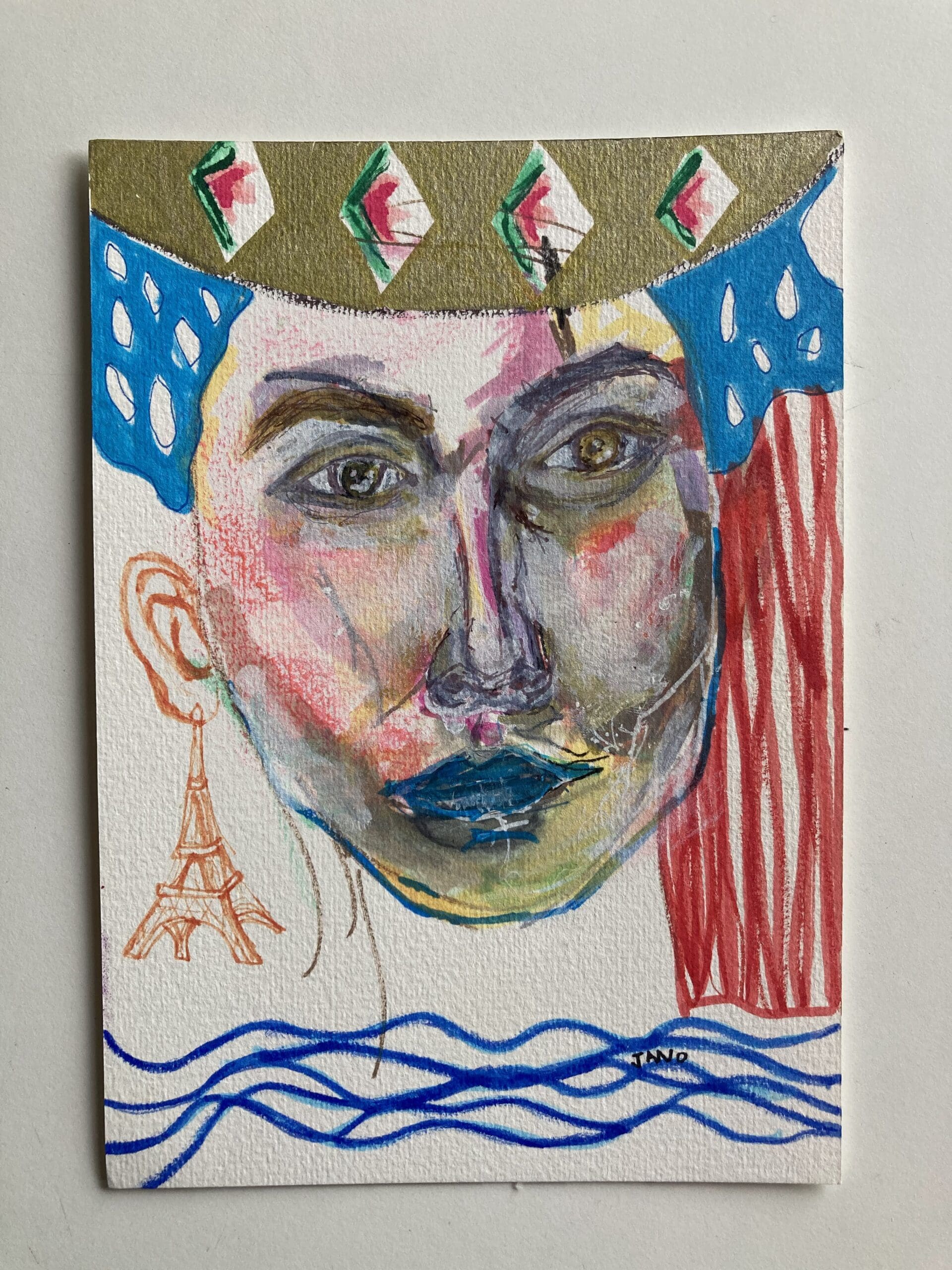 Original Irish Drawing - Modern Decor, Figurative Portrait - "Vive La France" A4 Mounted - Image 3
