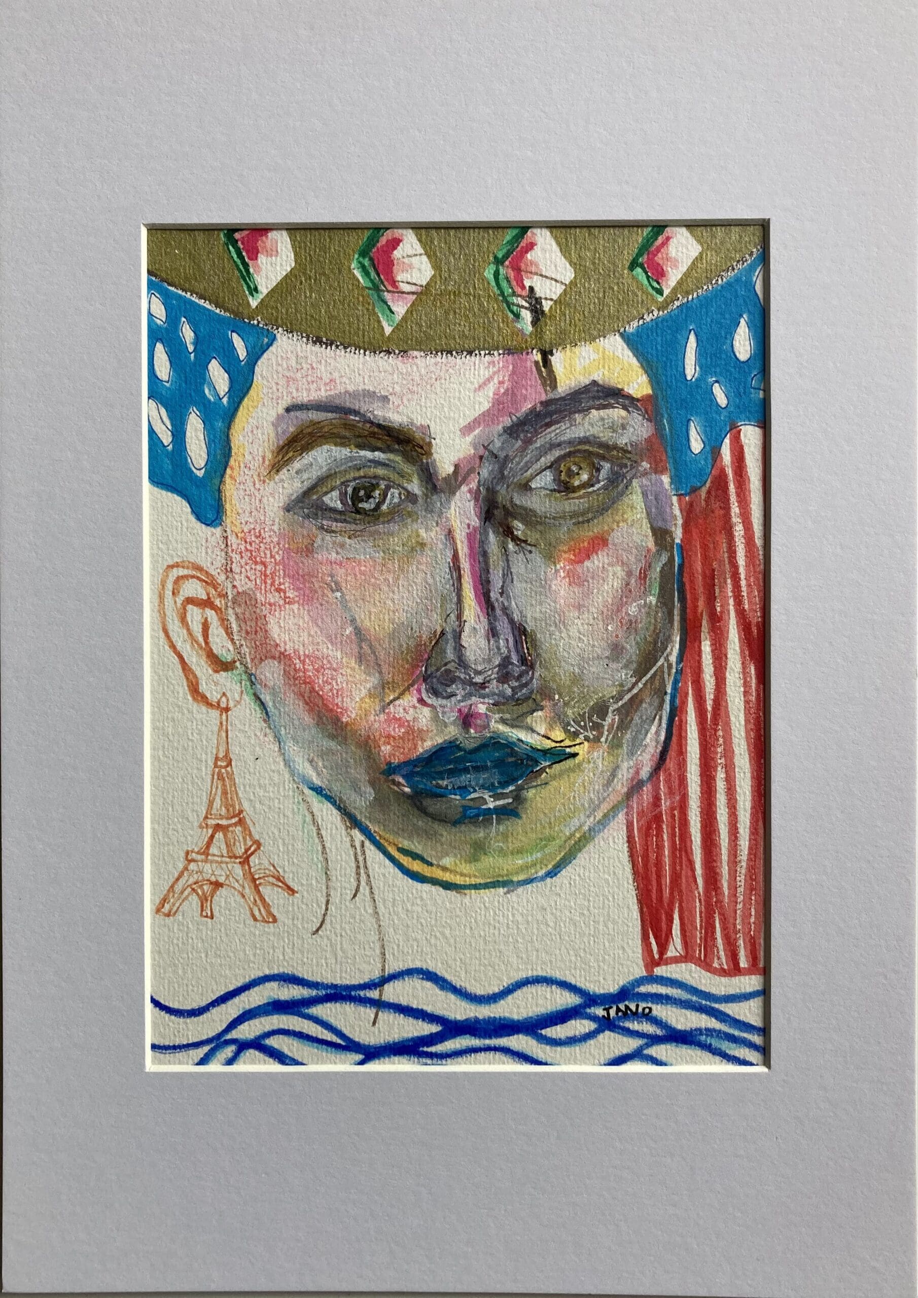 Original Irish Drawing - Modern Decor, Figurative Portrait - "Vive La France" A4 Mounted - Image 2