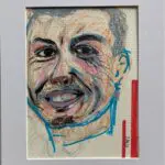 Original Irish Drawing - Irish Art Figurative Art - "The Footballer" A4 Mounted