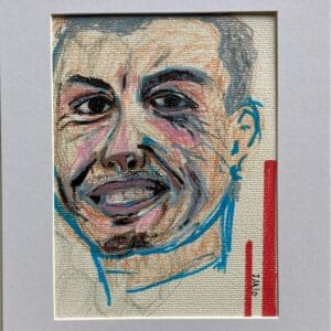 Original Irish Drawing - Irish Art Figurative Art - "The Footballer" A4 Mounted