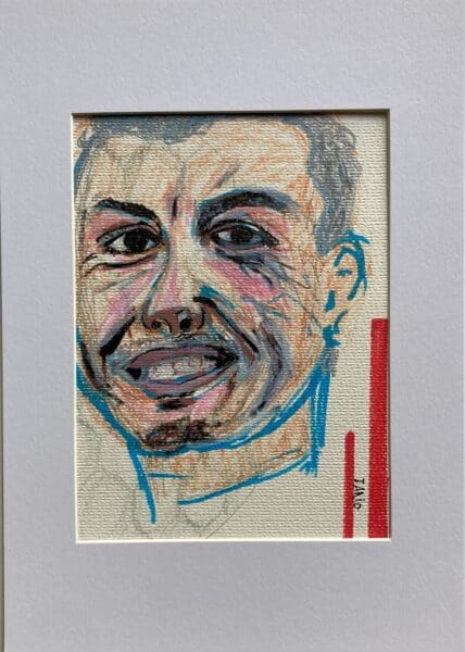 Original Irish Drawing - Irish Art Figurative Art - "The Footballer" A4 Mounted