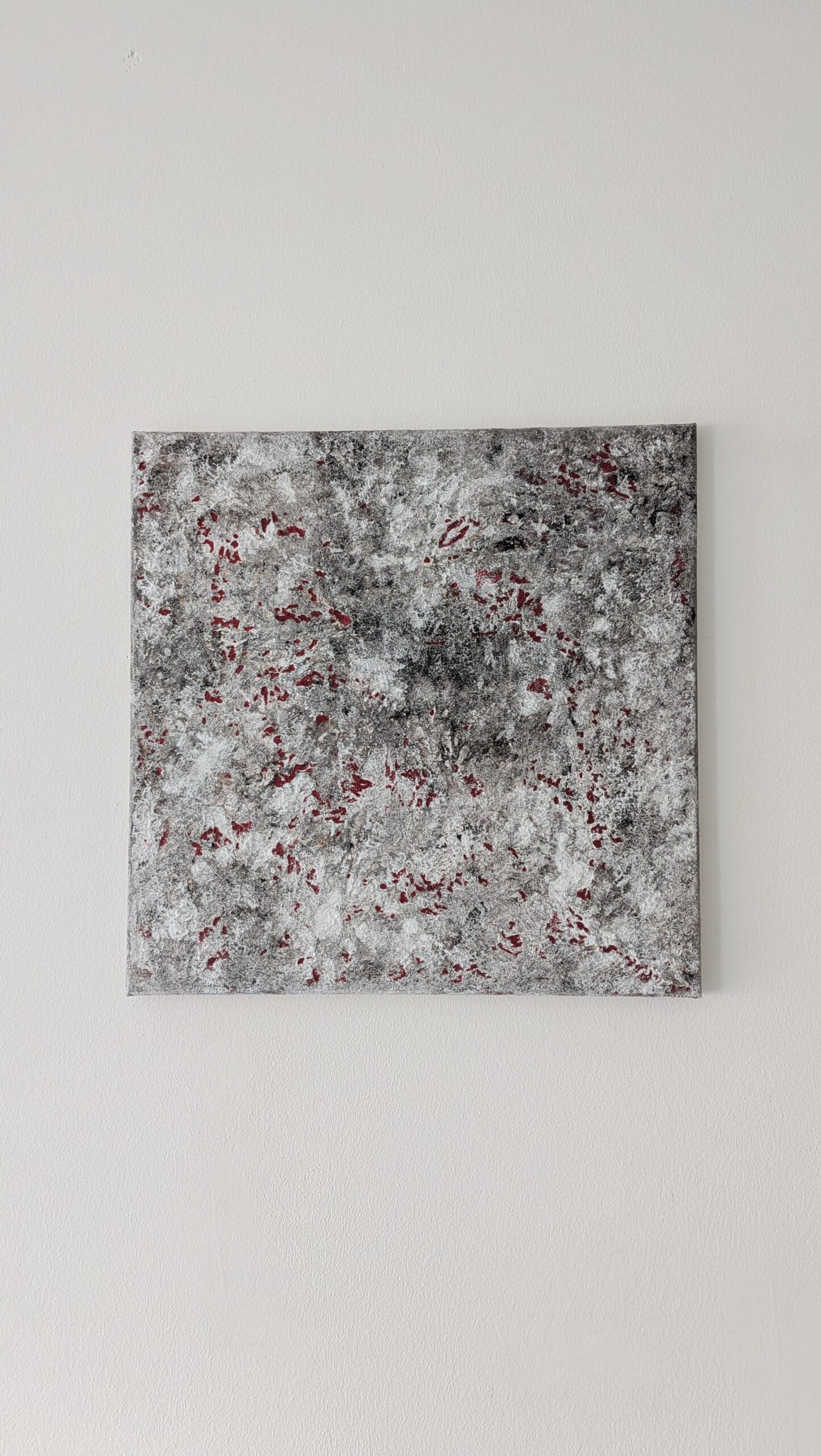 Textured Abstract Acrylic Painting Grey/Red