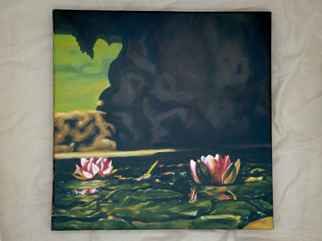 Waterlilies by A Wall 30x30cm - Image 2