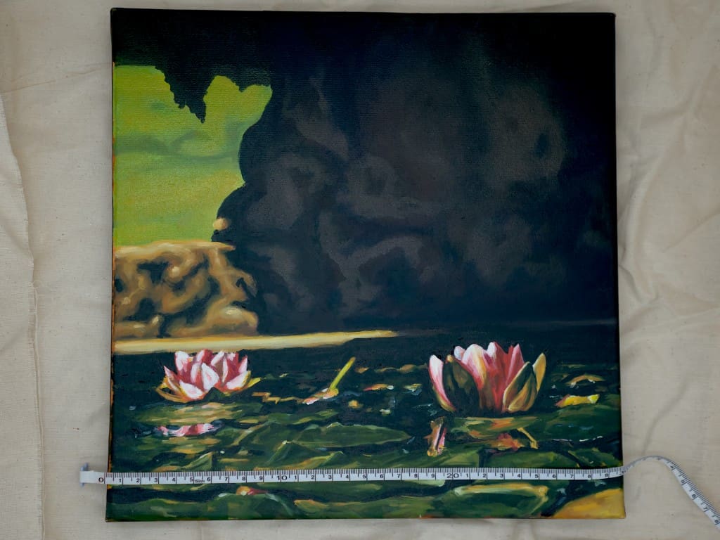 Waterlilies by A Wall 30x30cm - Image 3