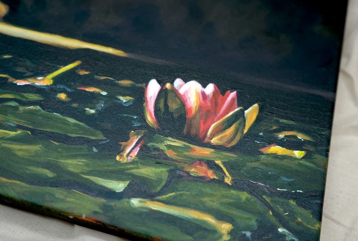 Waterlilies by A Wall 30x30cm - Image 5