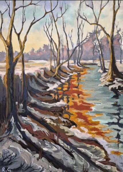 Reflection of winter sun