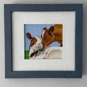 Countryside Cows, Original Oil Painting, Small Oil Painting, Framed Oil Painting