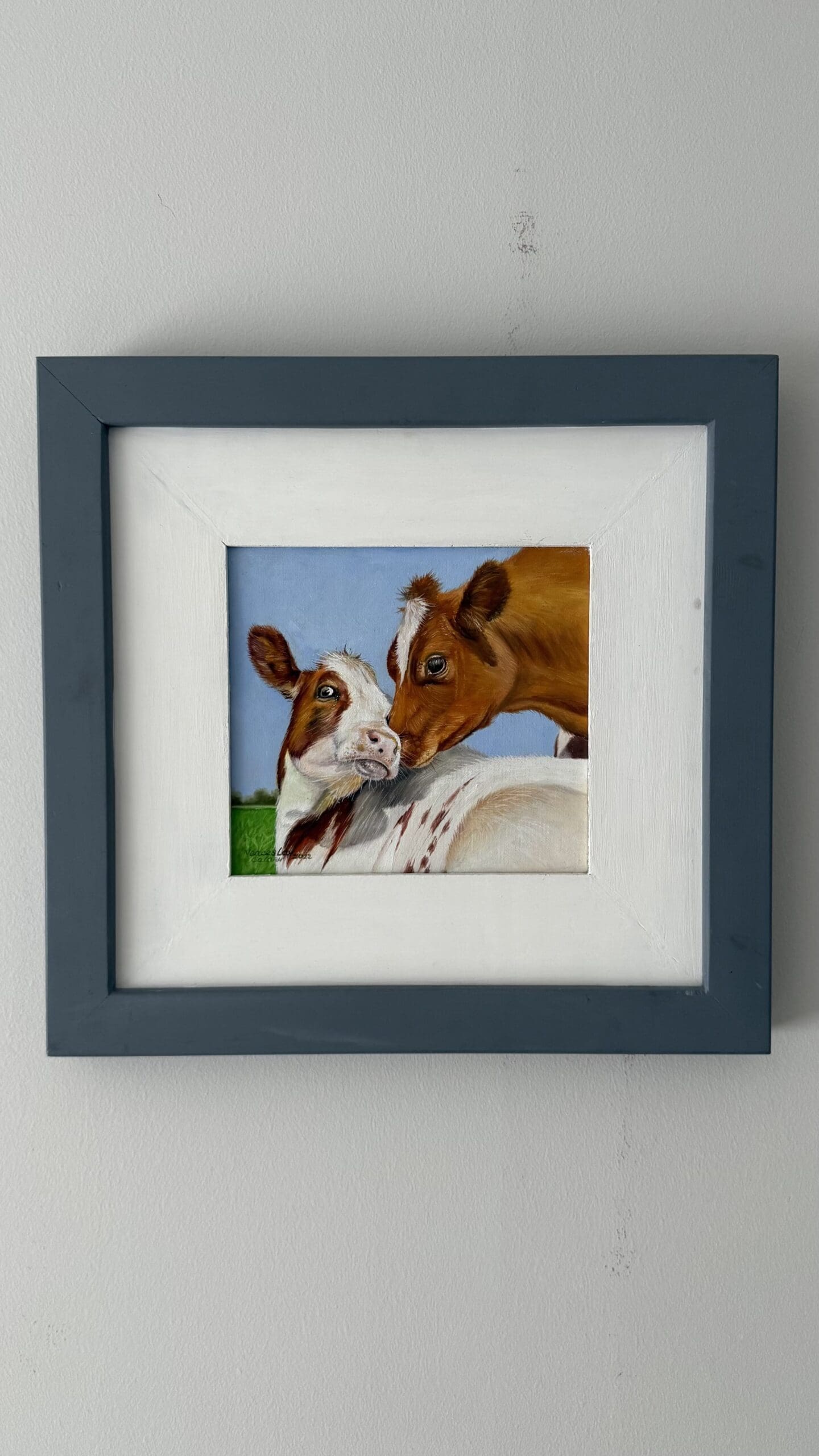 Countryside Cows, Original Oil Painting, Small Oil Painting, Framed Oil Painting
