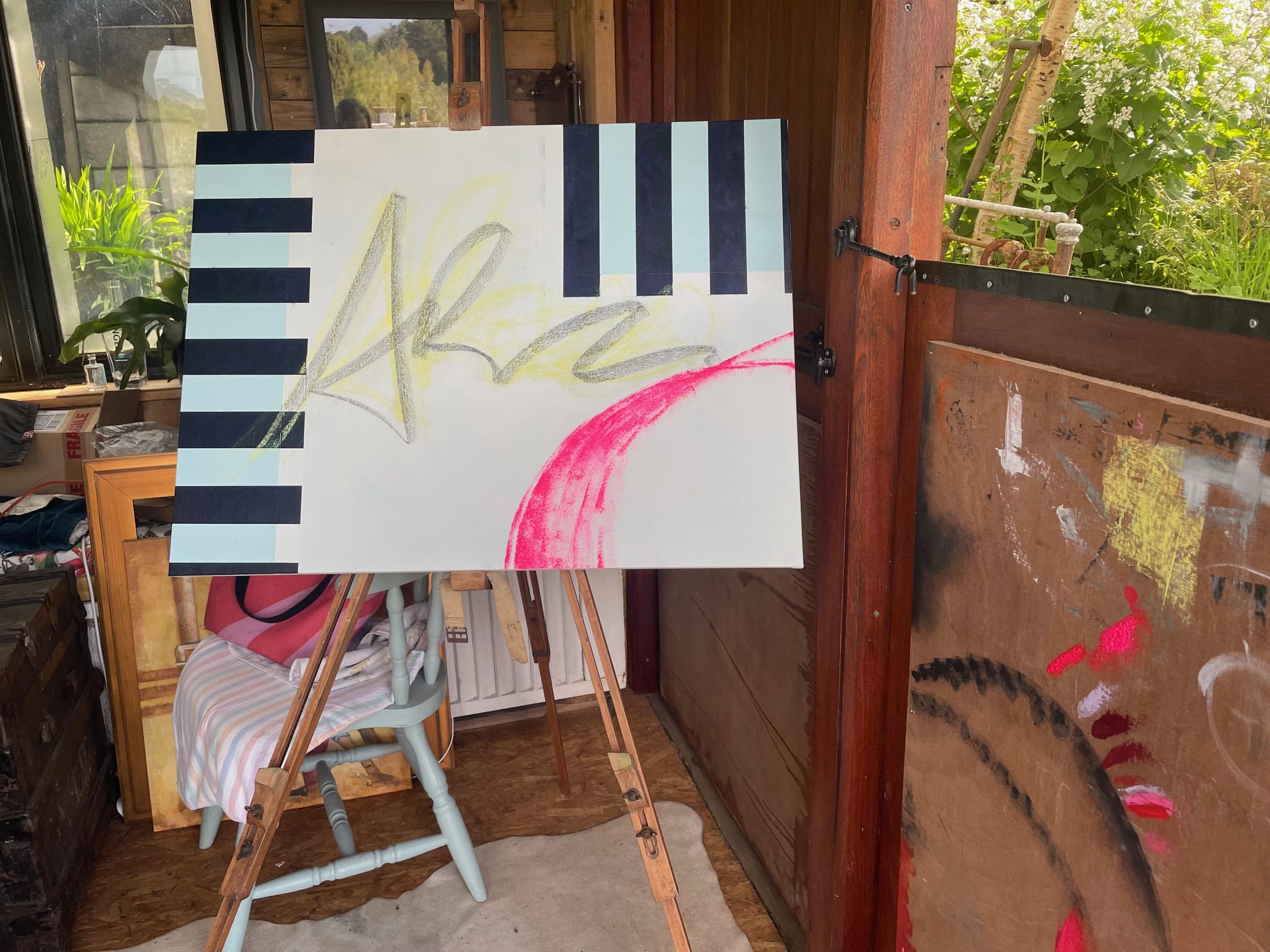 Detail of Ashlene Ross's mixed media artistic process