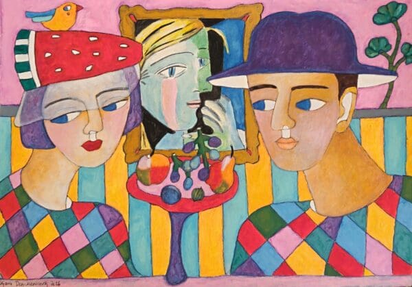 "A romantic incident by a Picasso painting"