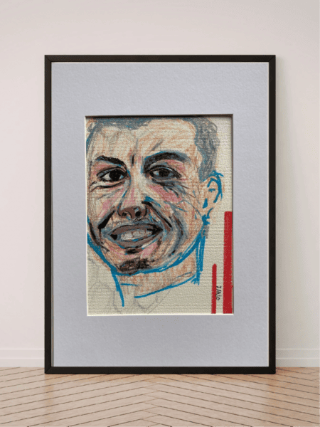 Original Irish Drawing - Irish Art Figurative Art - "The Footballer" A4 Mounted