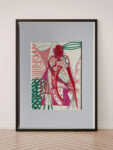 Original Irish Drawing - Irish Art Figurative Art - "The Saint" A4 Mounted