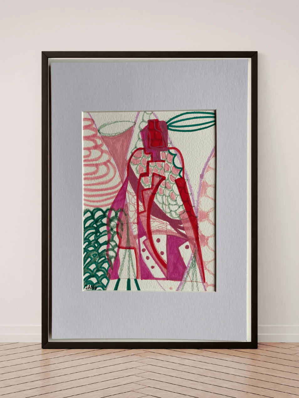 Original Irish Drawing - Irish Art Figurative Art - "The Saint" A4 Mounted