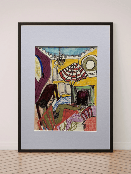 Original Irish Drawing - Abstract - "Staycation" A4 Mounted