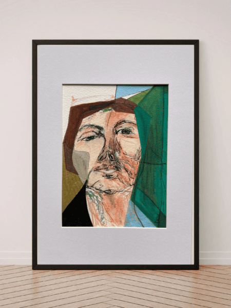 Original Irish Drawing - Irish Art Figurative Art - "The Woman on The Bus" A4 Mounted